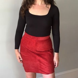 vintage red suede mini skirt